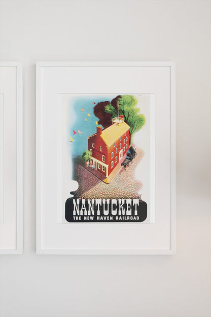 Nantucket New Haven Railroad poster on a light wall
