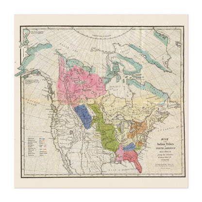 Native American Tribes 1836 Map vintage print