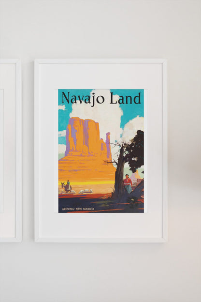 Navajo Land Santa Fe poster on a light wall
