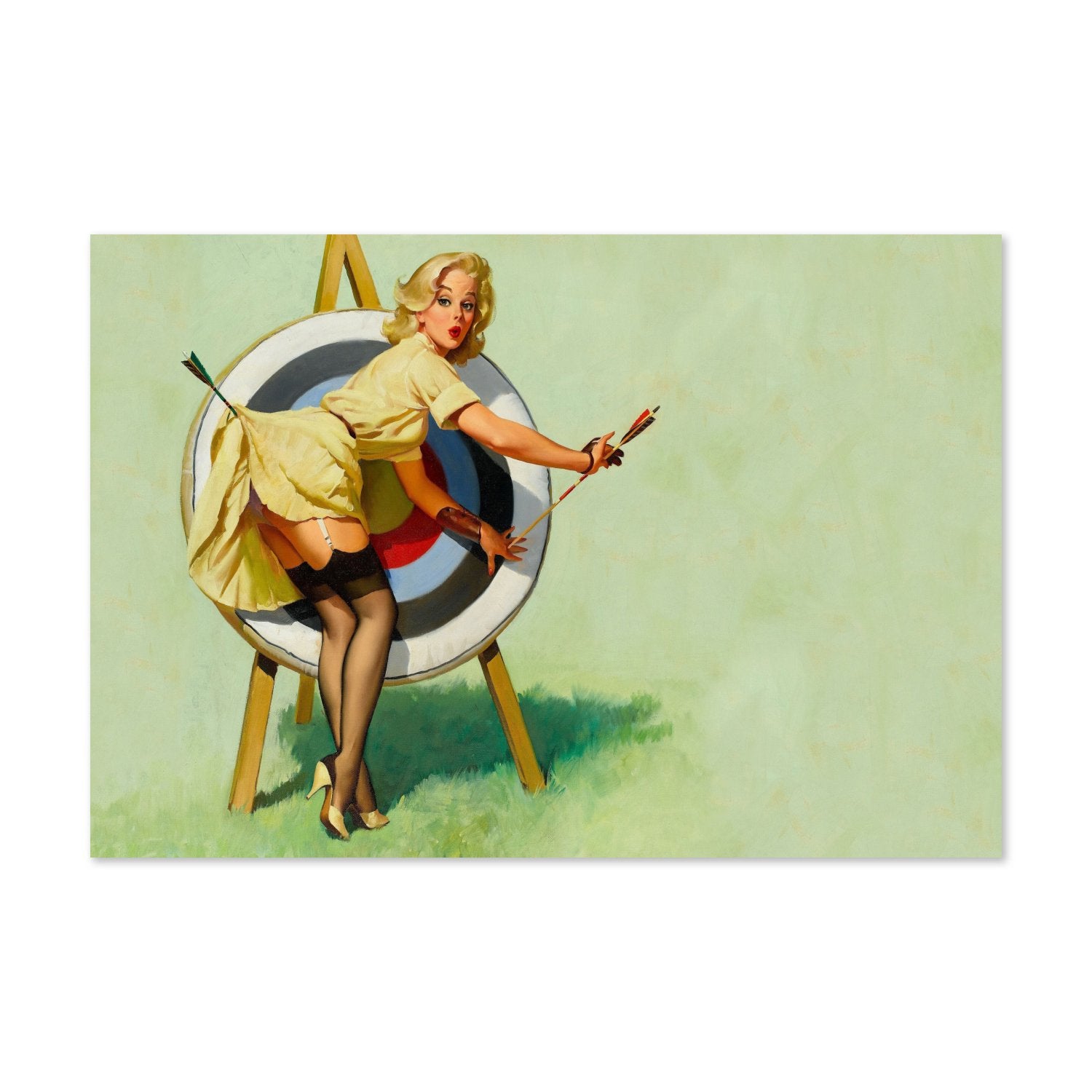 Near Miss by Gil Elvgren, pin-up poster — flat print