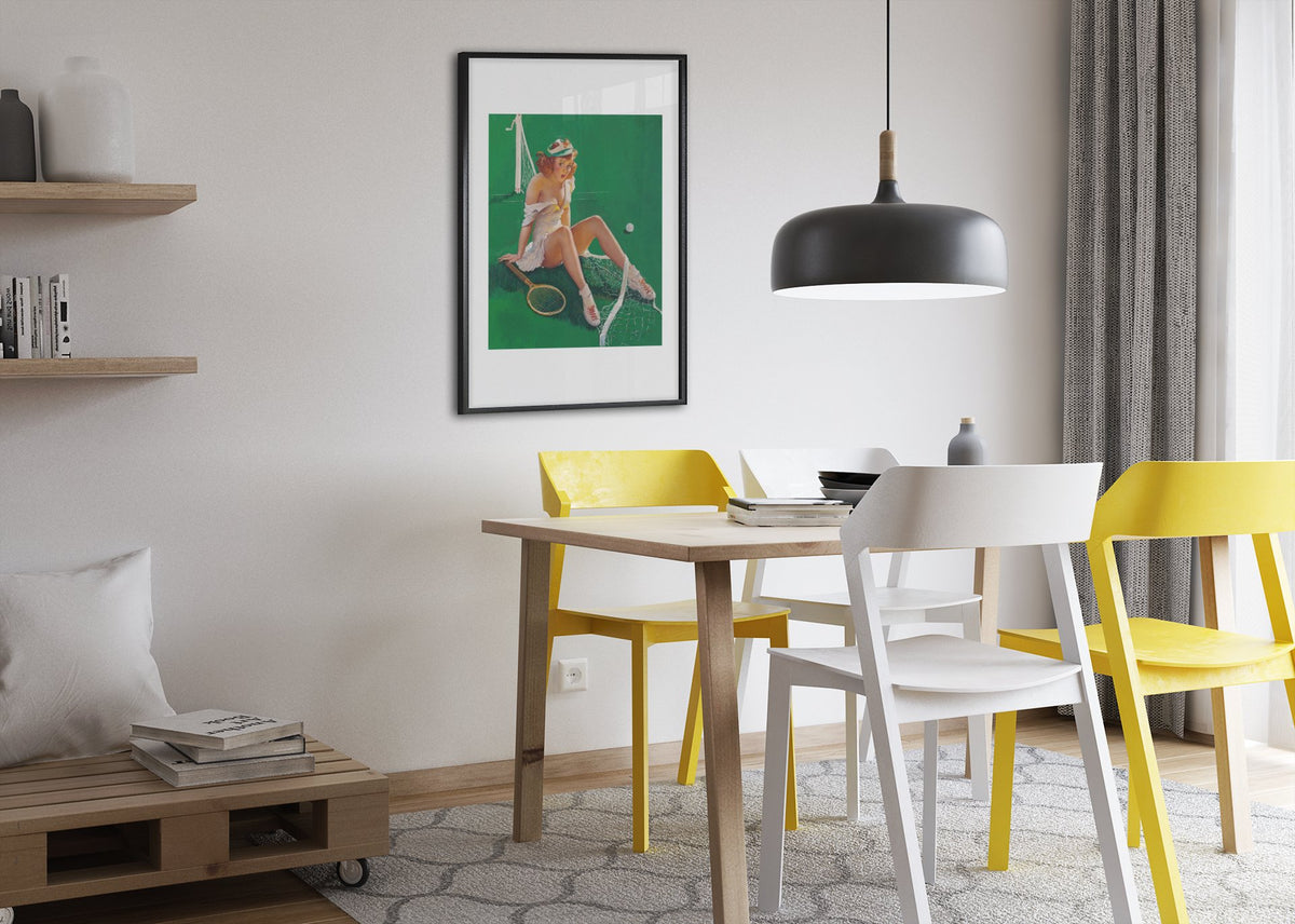 Net Results by Gil Elvgren, pin-up poster — dining room