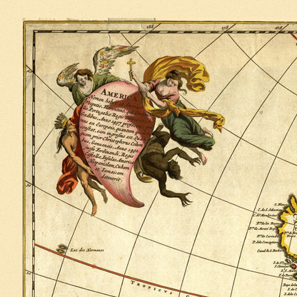 Close-up detail of the New and Accurate Map of America 1680 print