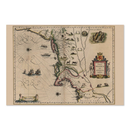 New England 1635 Map vintage print