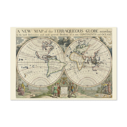 New Map of the Terraqueous Globe 1700 poster print