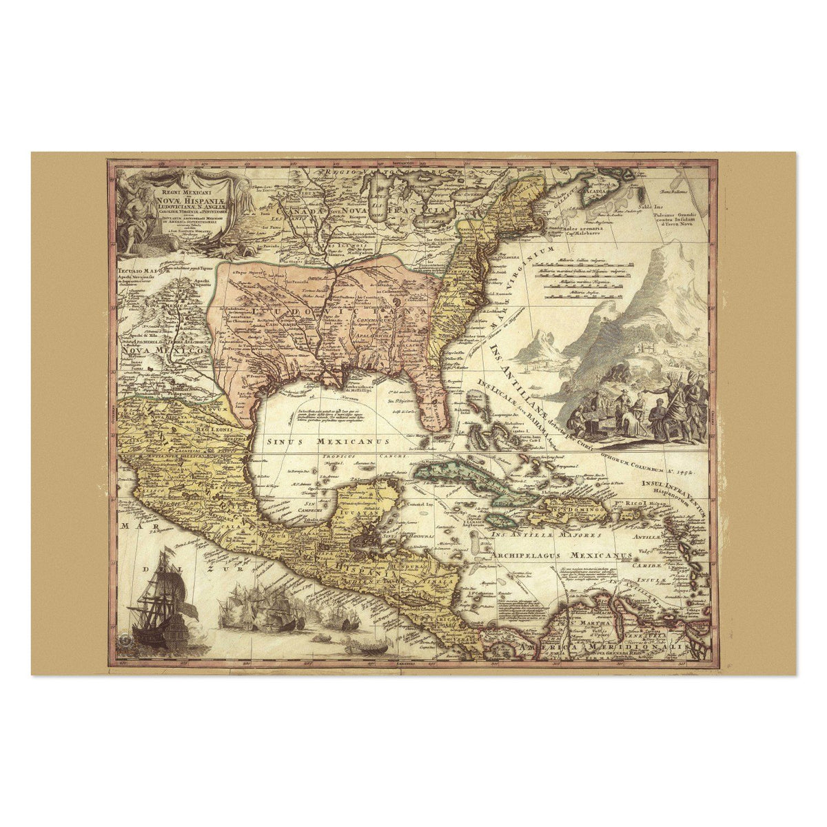 New Spain 1750s Map vintage print