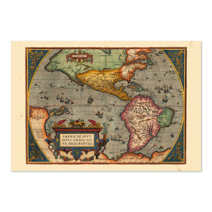 New World 1598 Map poster print