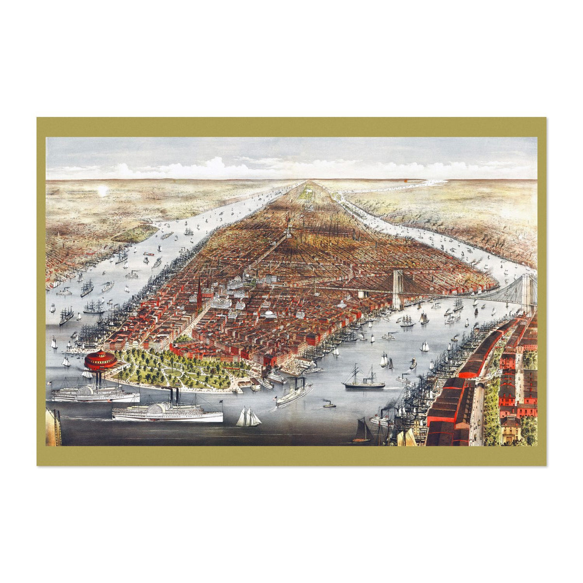 New York City 1876 Panoramic Map poster print