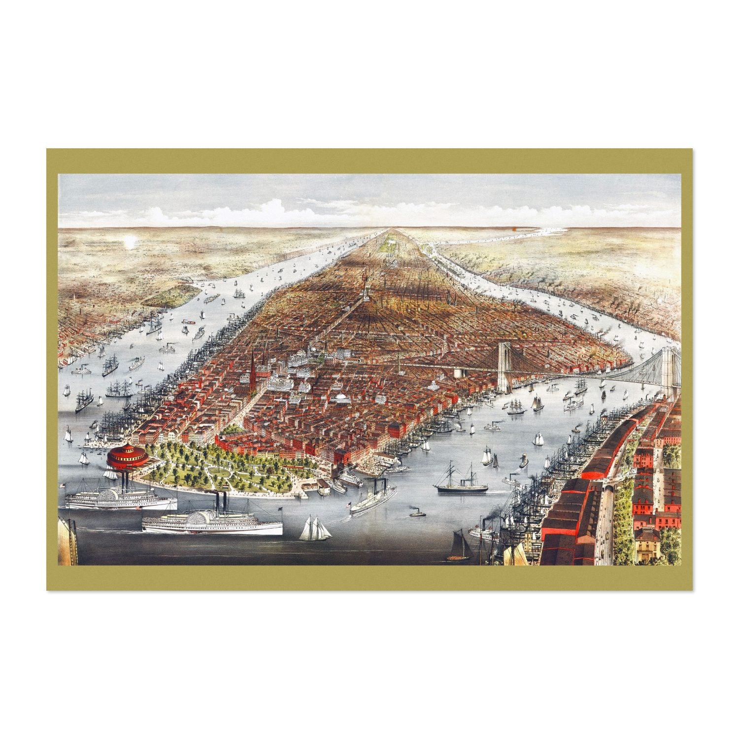 New York City 1876 Panoramic Map poster print