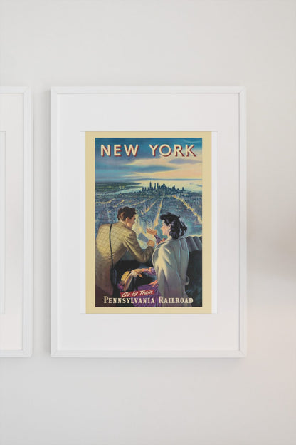 New York Pennsylvania Railroad poster on a light wall