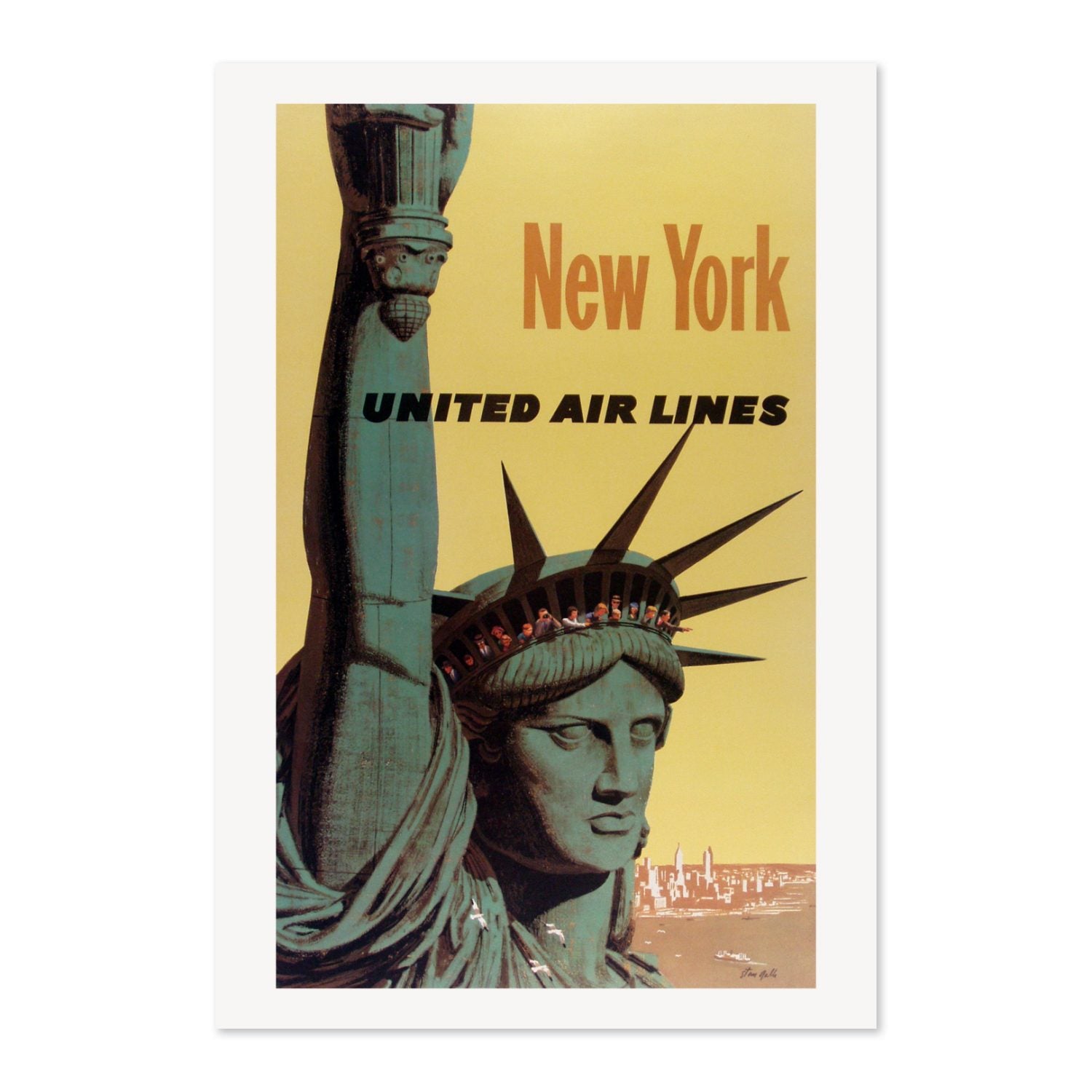 New York United Air Lines Statue of Liberty poster print