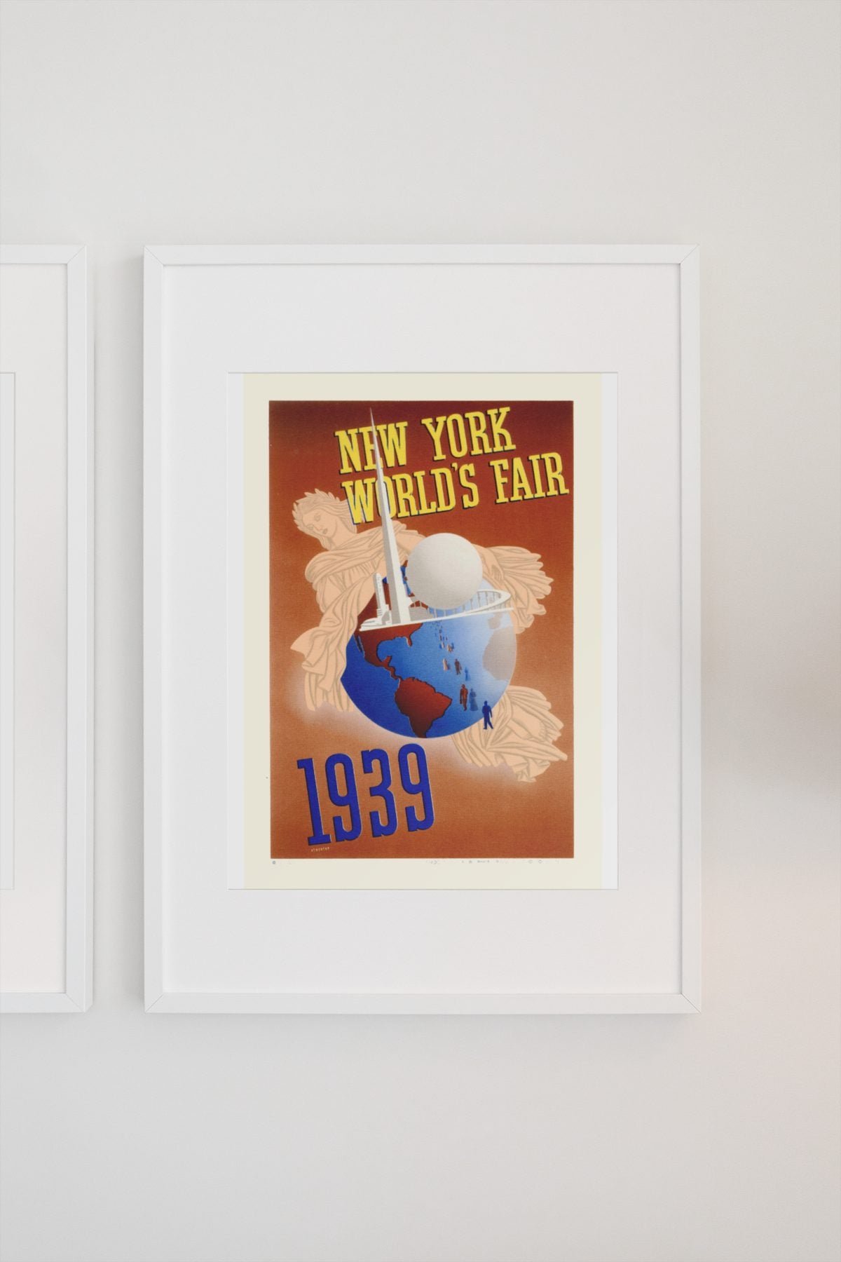 New York Worlds Fair 1939 Globe poster on a light wall