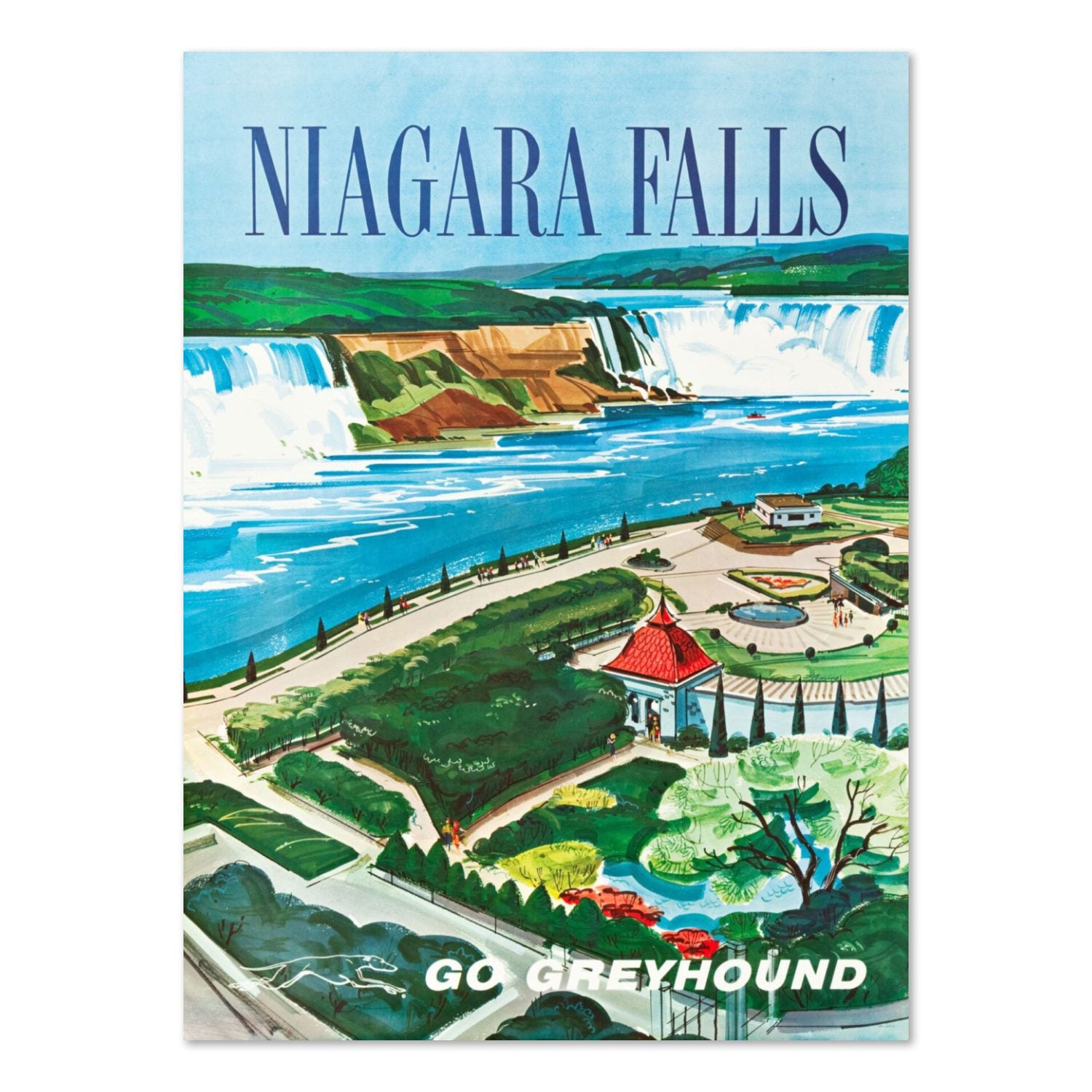 Niagara Falls Go Greyhound poster print