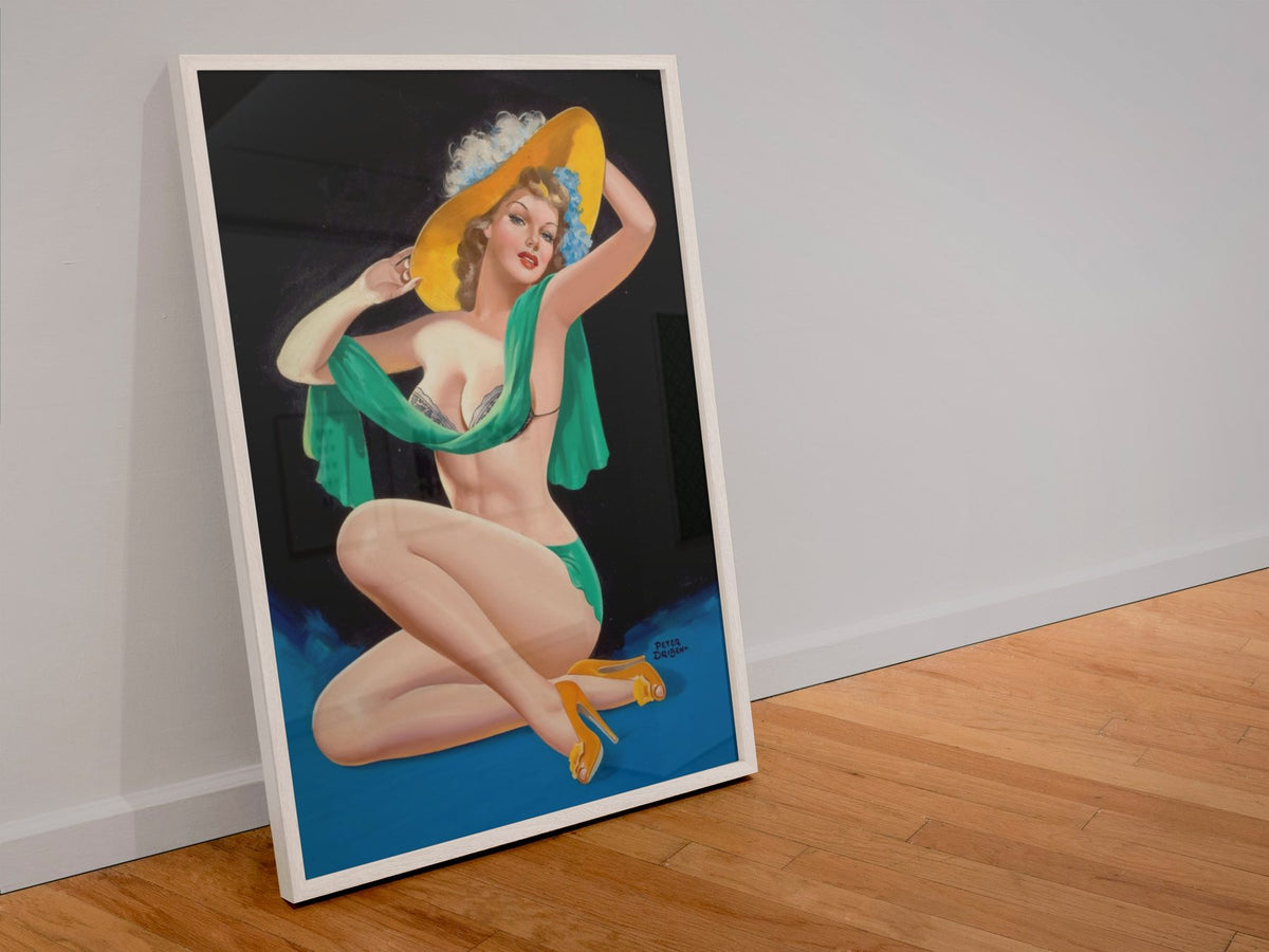 Nice Hat poster in a white frame leaning against a wall