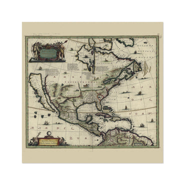 North America 1652 Map vintage print