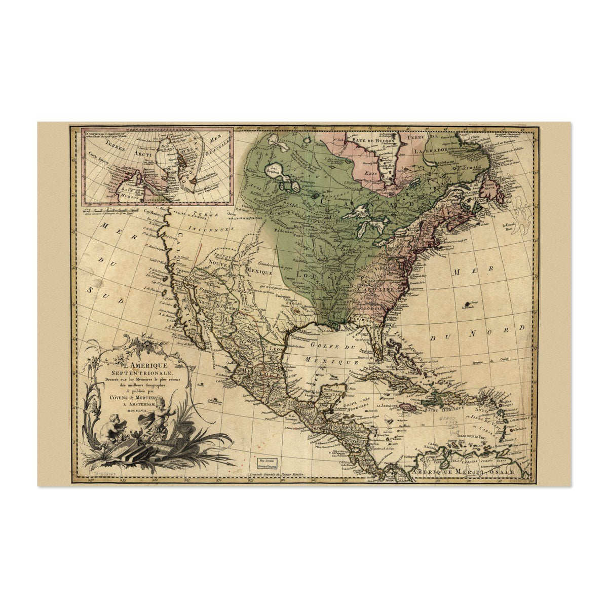 North America 1750s Map vintage print