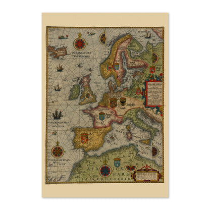 Northern Europe 1580s Sea Chart vintage print