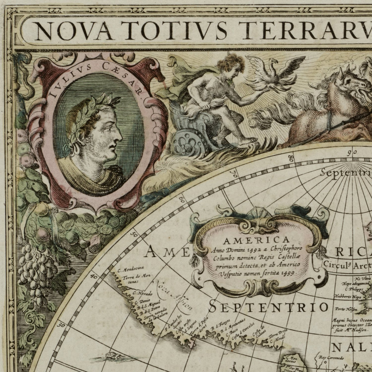 Close-up detail of the Nova Totius Terrarum Orbis 1630 print