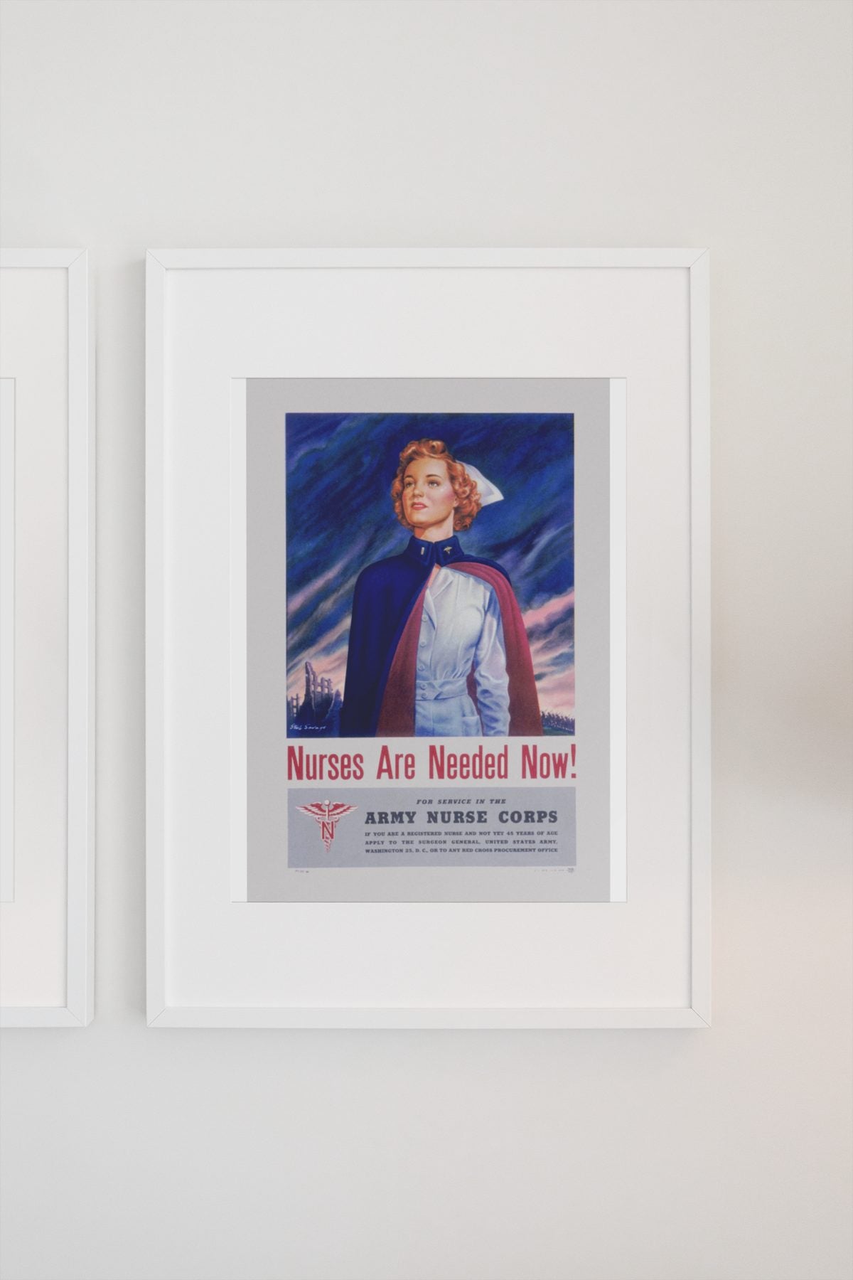 Nurses Are Needed Now Army Nurse Corps poster on a light wall