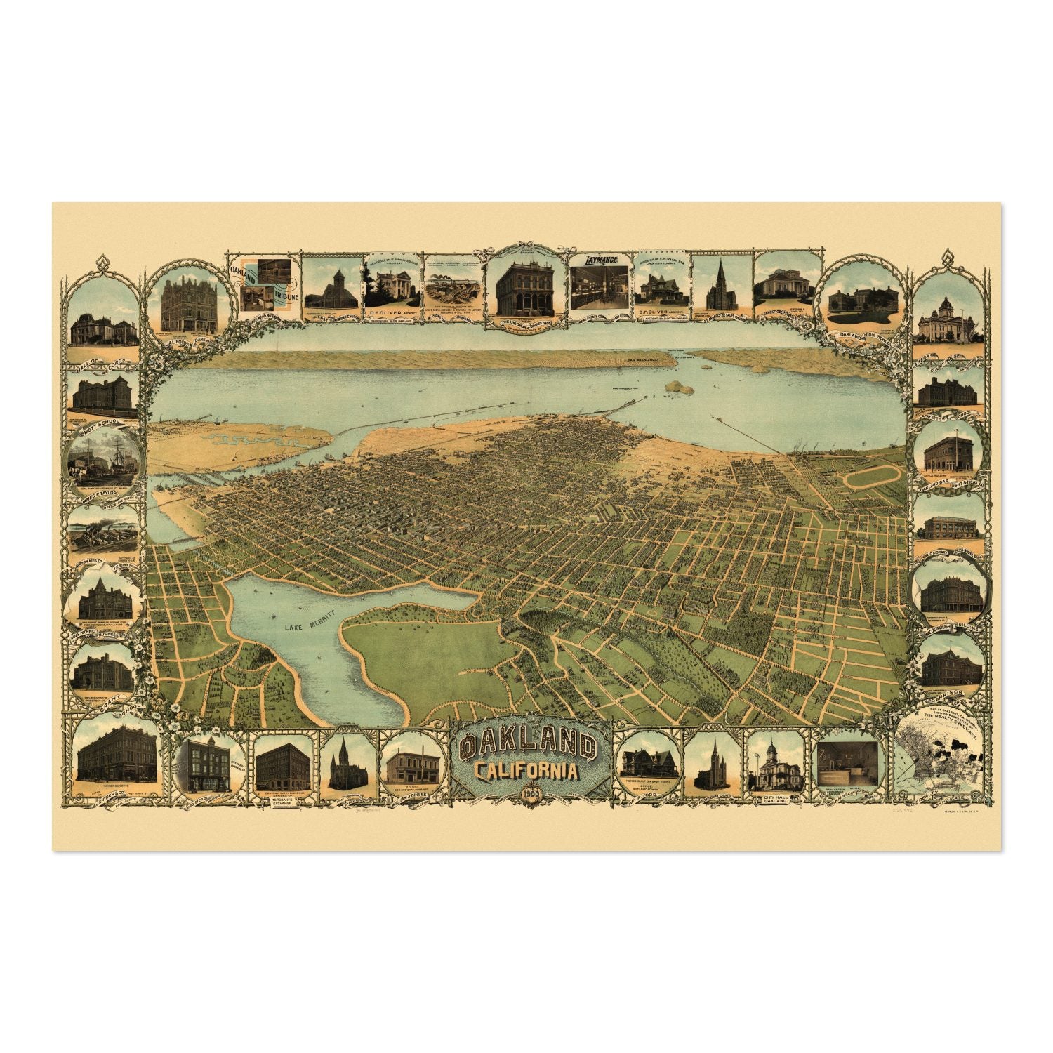 Oakland 1899 Panoramic Map poster print