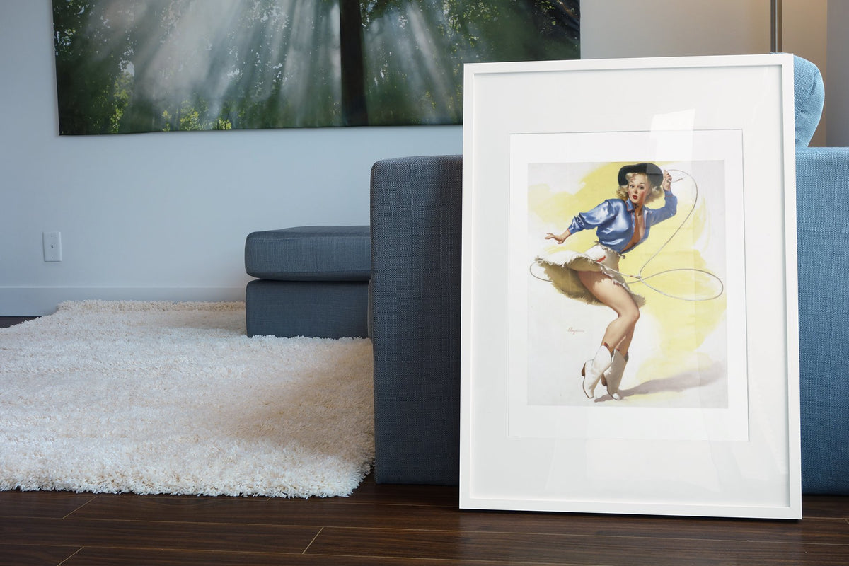 On Her Toes by Gil Elvgren, pin-up poster — living room wall