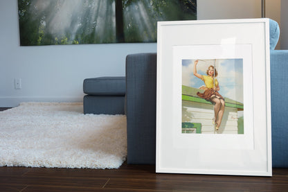 On the House by Gil Elvgren, pin-up poster — living room wall