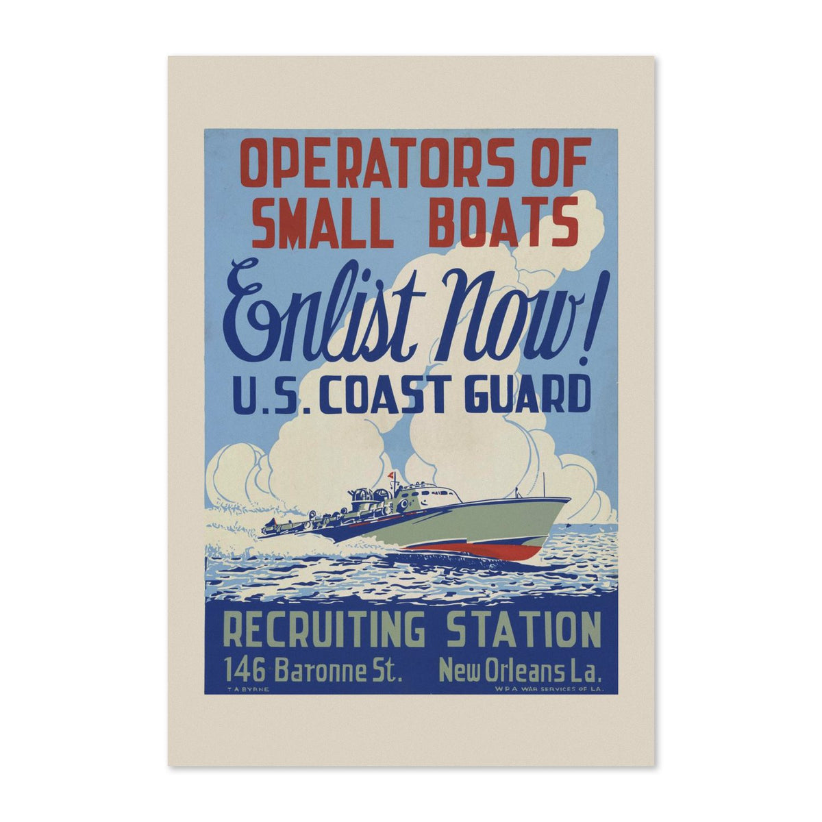 Operators of Small Boats US Coast Guard poster print