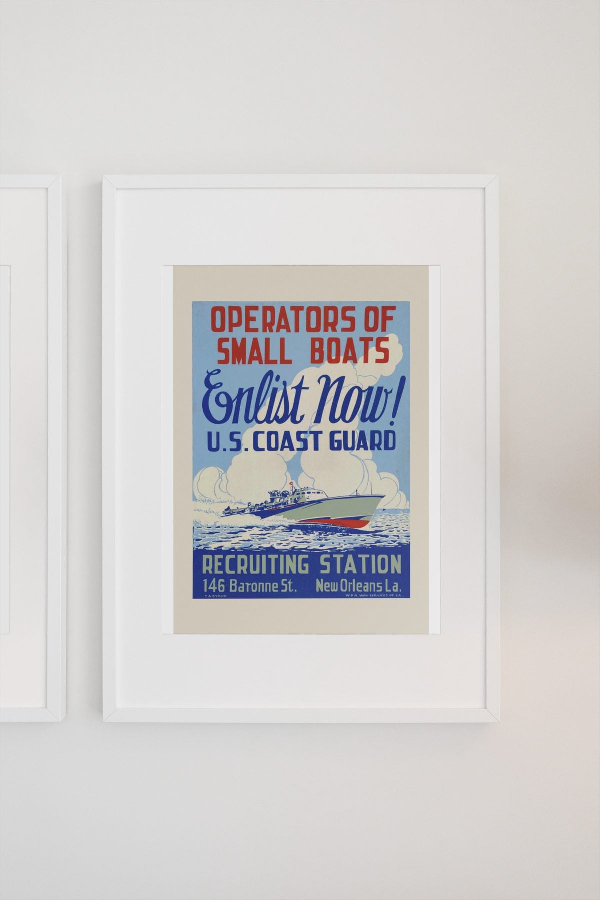 Operators of Small Boats US Coast Guard poster on a light wall