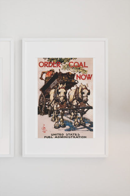 Order Coal Now poster on a light wall