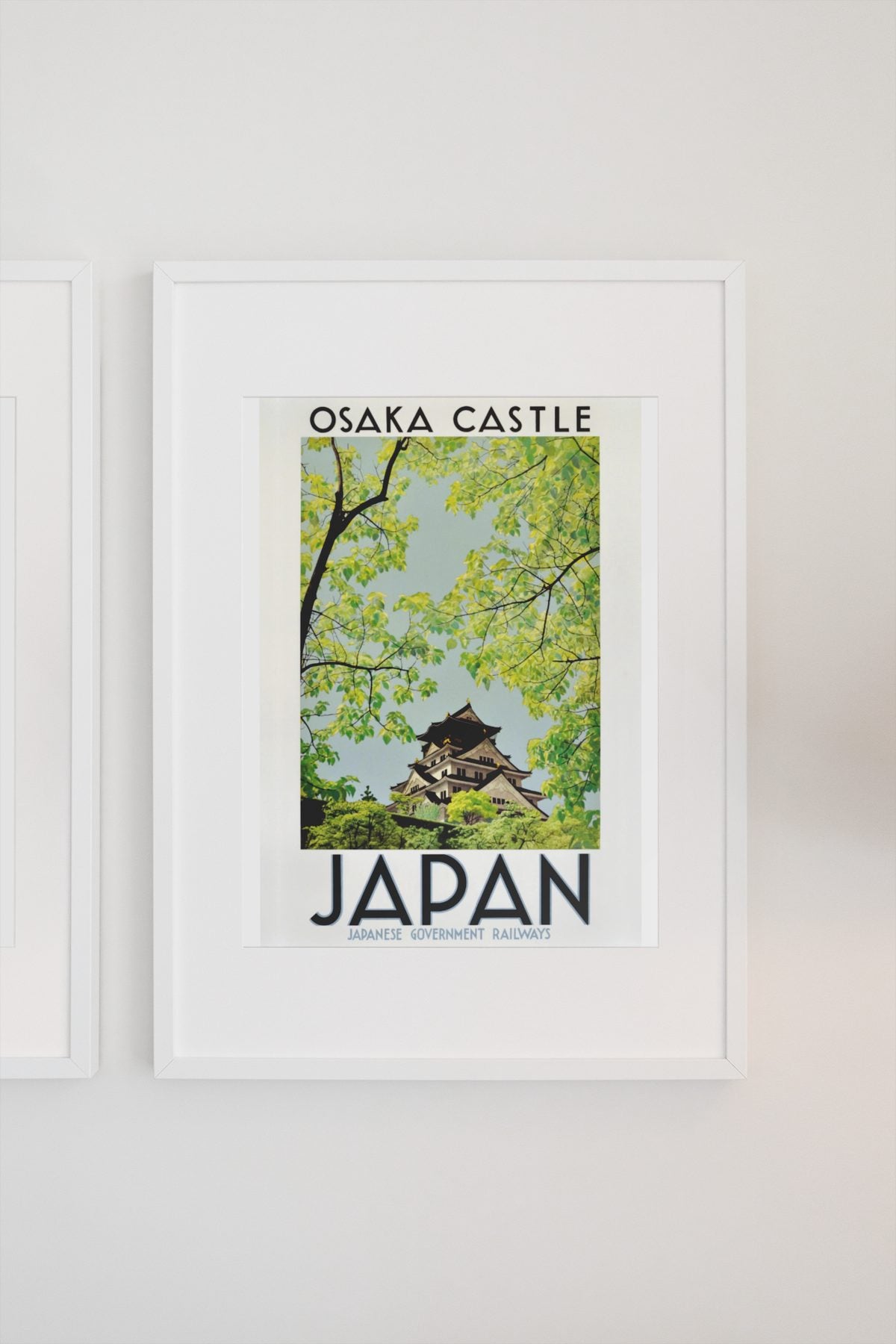 Osaka Castle Japan poster on a light wall
