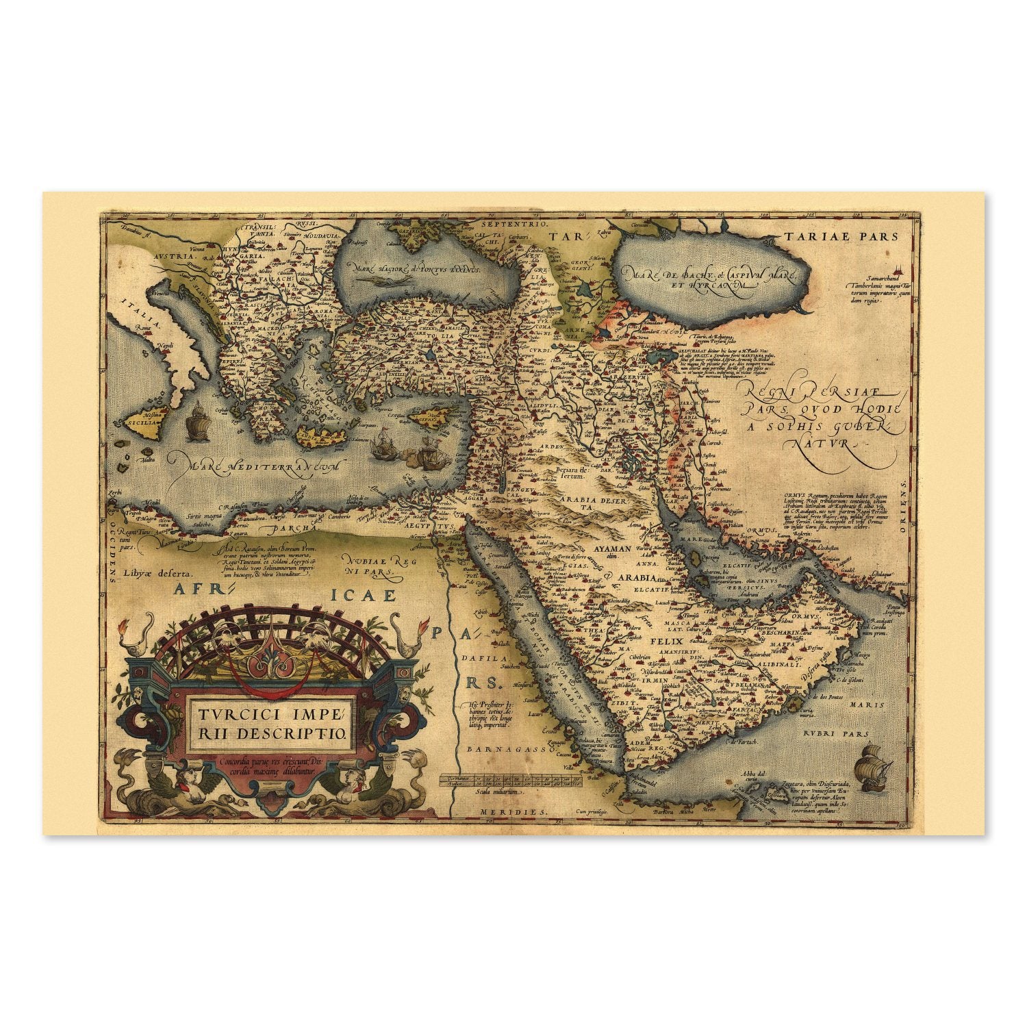 Ottoman Empire 1570 Ortelius Map poster print