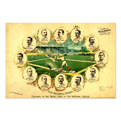Our Baseball Heroes 1890s poster print