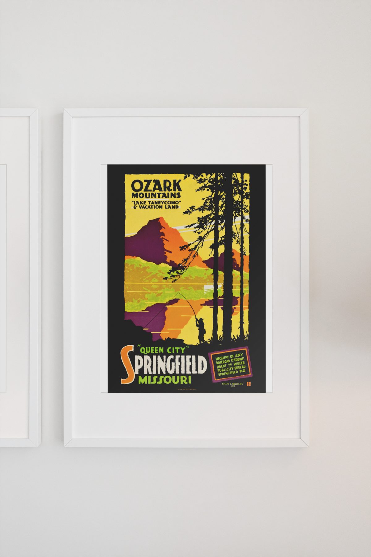 Ozark Mountains Lake Taneycomo poster on a light wall
