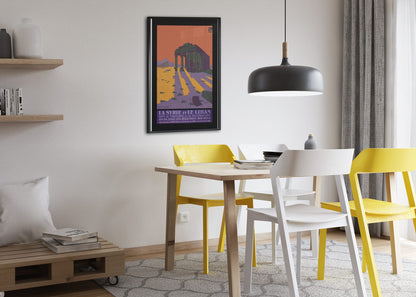 Palmyra Syria poster framed above a dining table