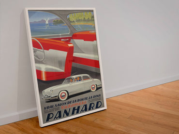 Panhard Dyna Radiomatic poster in a white frame leaning against a wall