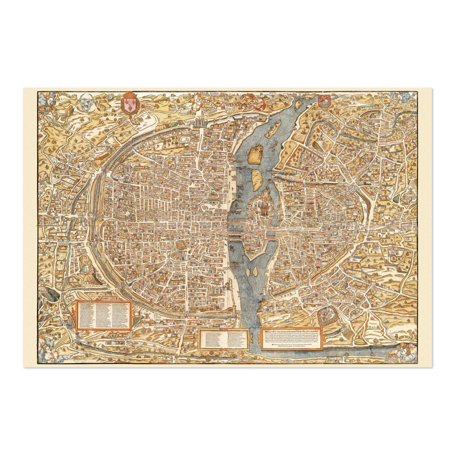Paris 1550 Map vintage print