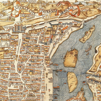 Close-up detail of the Paris 1550 Map