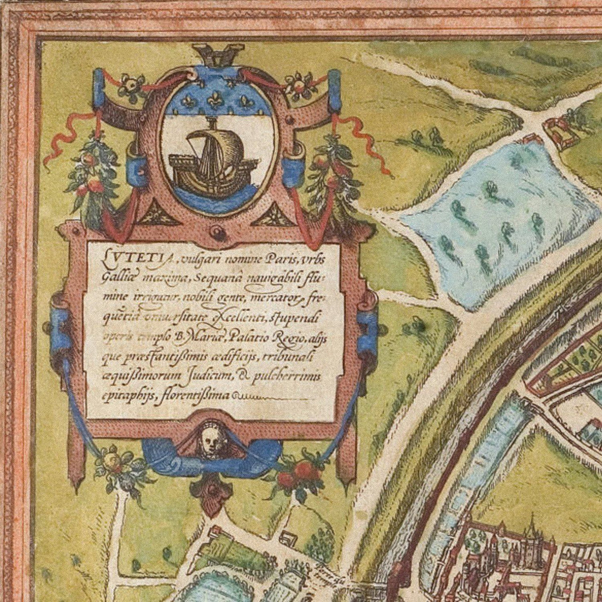 Close-up detail of the Paris 1572 Map
