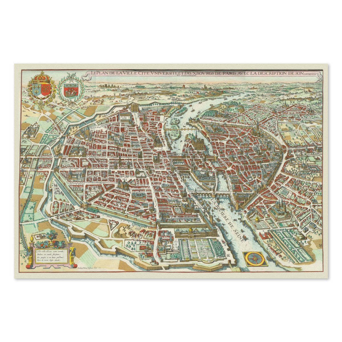Paris 1615 Map vintage print