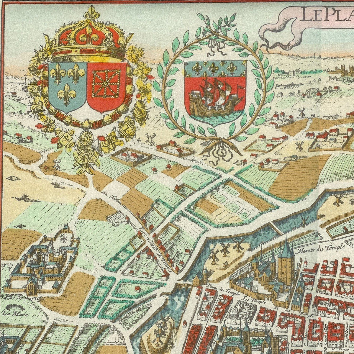 Close-up detail of the Paris 1615 Map