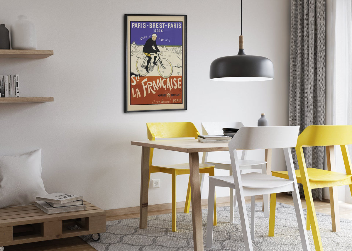 Paris-Brest-Paris La Francaise poster framed above a dining table