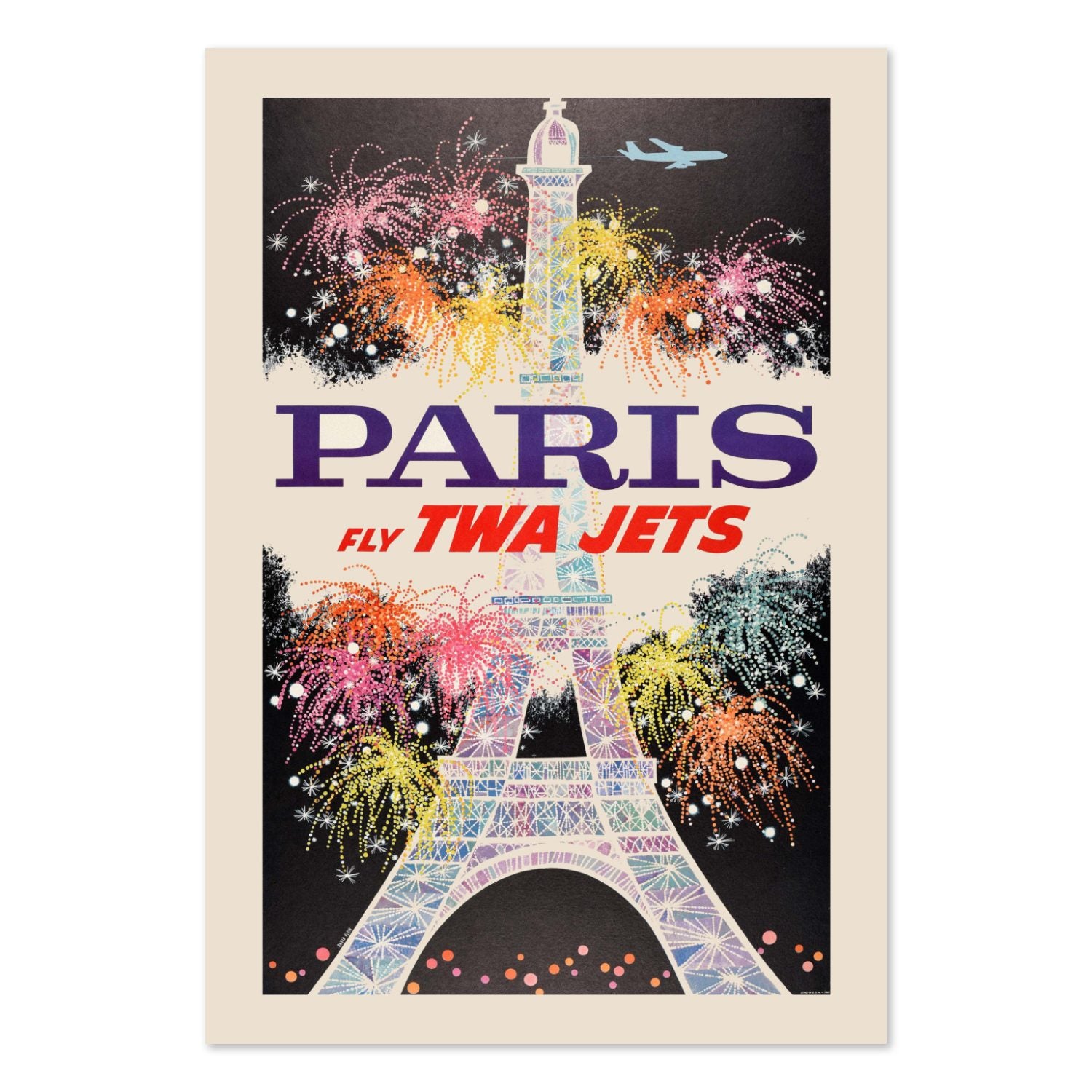 Paris Fly TWA Jets Fireworks poster print
