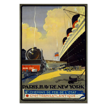Paris Le Havre New York poster print