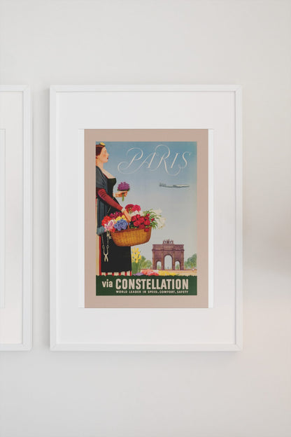 Paris via Constellation poster on a light wall