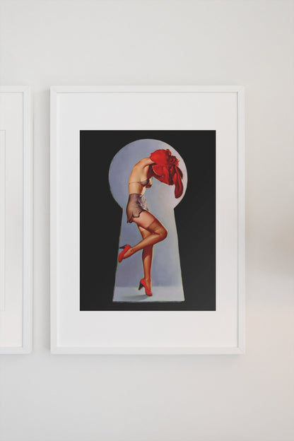 Peek-a-View by Gil Elvgren, pin-up poster — gallery wall