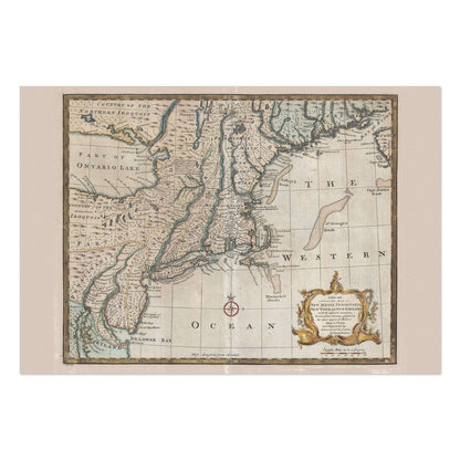 Pennsylvania, New Jersey & New York 1740s Map vintage print