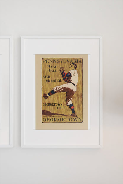Pennsylvania Georgetown Baseball 1905 poster on a light wall