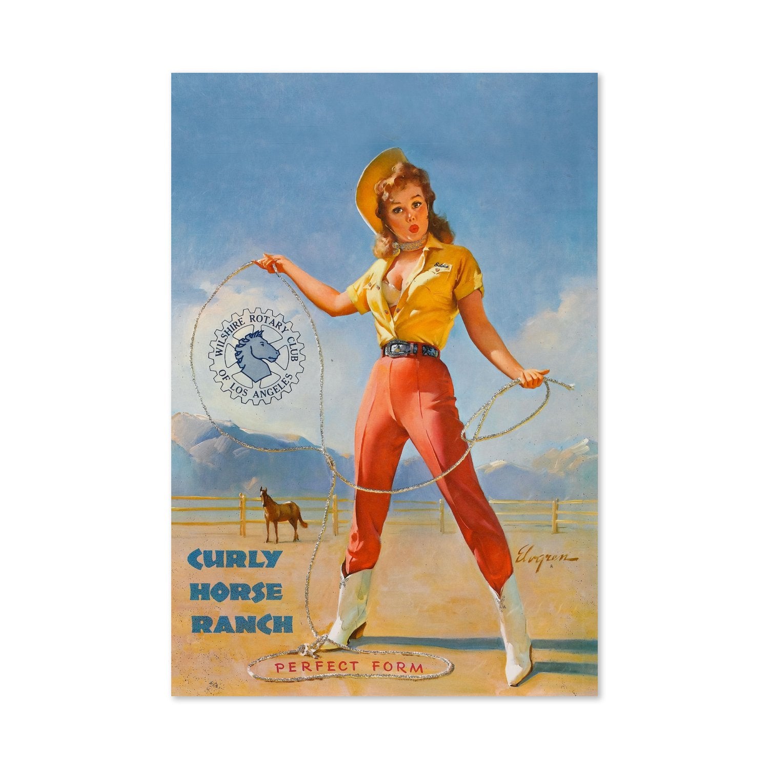 Perfect Form by Gil Elvgren, pin-up poster — framed print