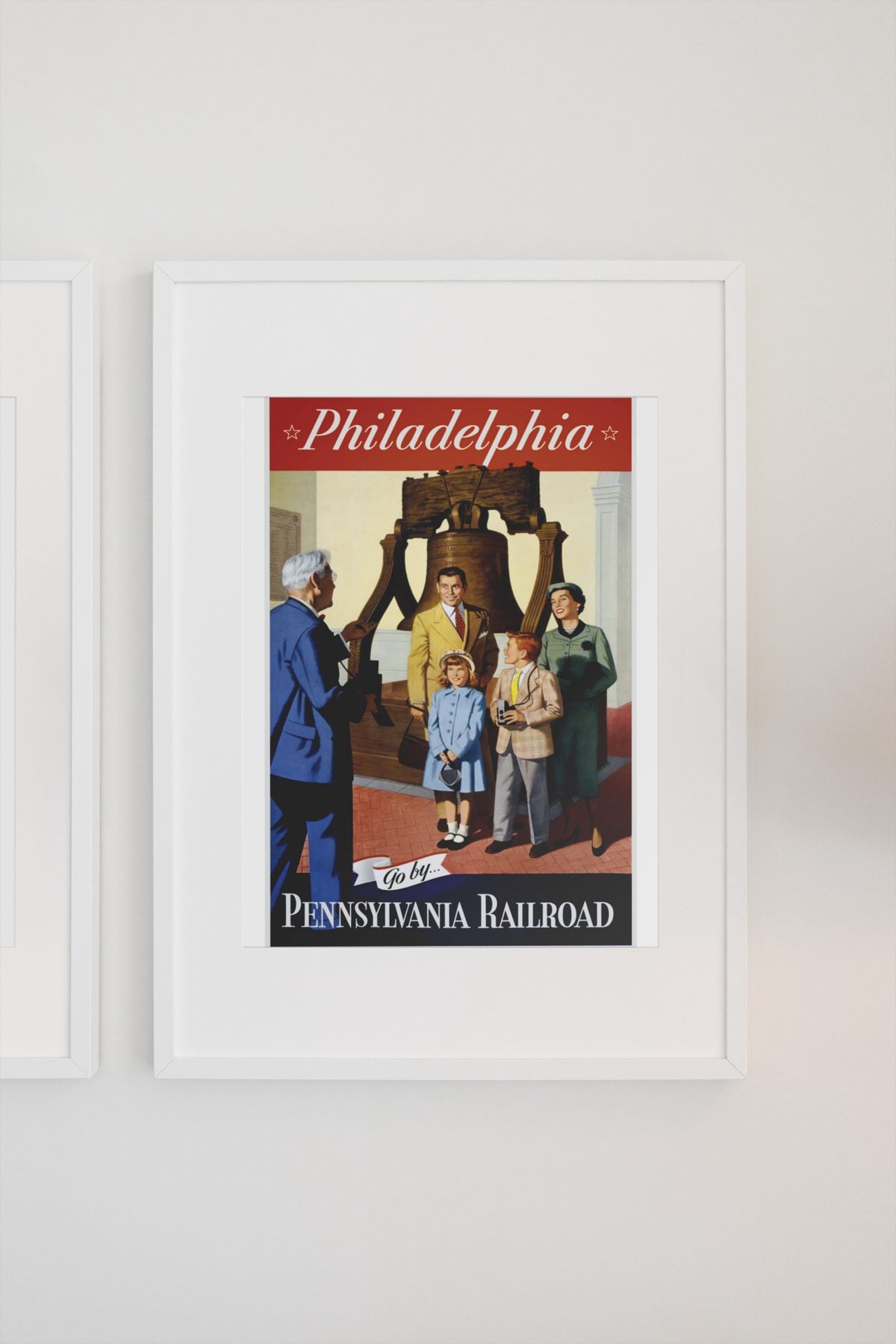 Philadelphia Pennsylvania Railroad poster on a light wall