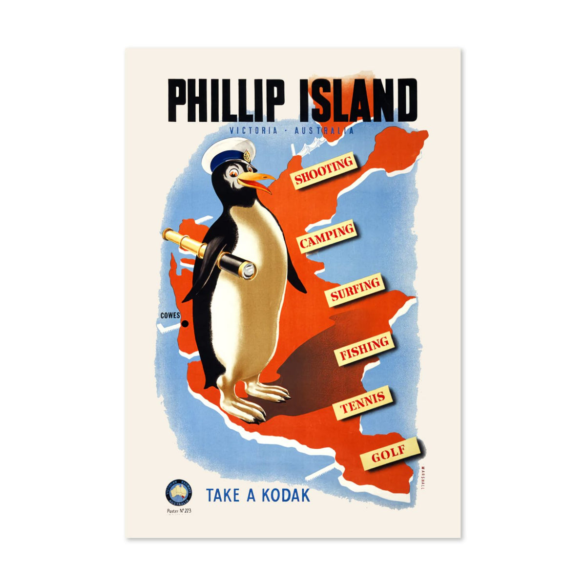 Phillip Island Penguin Map poster print