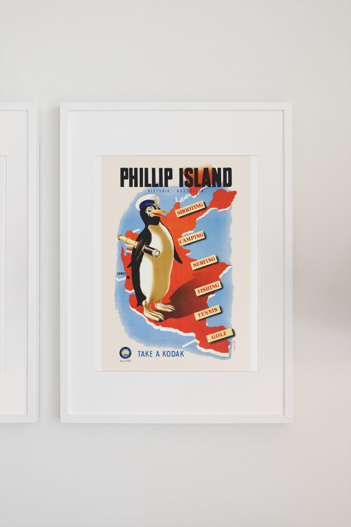 Phillip Island Penguin Map poster on a light wall